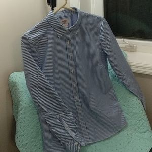 Cotton poplin, button down striped blouse
